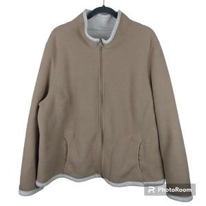 Faded Glory Womens long sleeve full zip Pocket Beige Sherpa sweater Plus Size 3X
